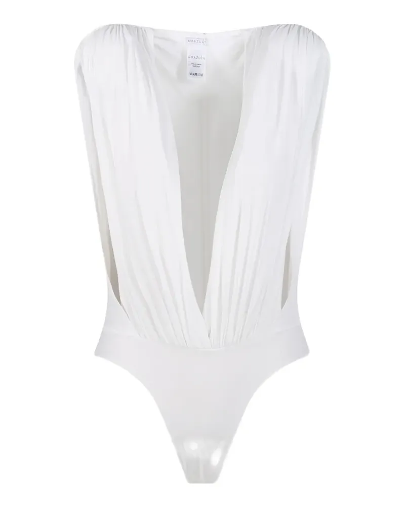 Amazuìn Nikita gathered cut-out bodysuit - Weiß Weiß