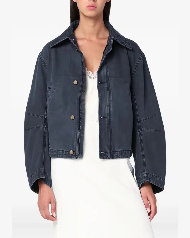 6397 Geknöpfte Giubbotto Jeansjacke - Blau Blau