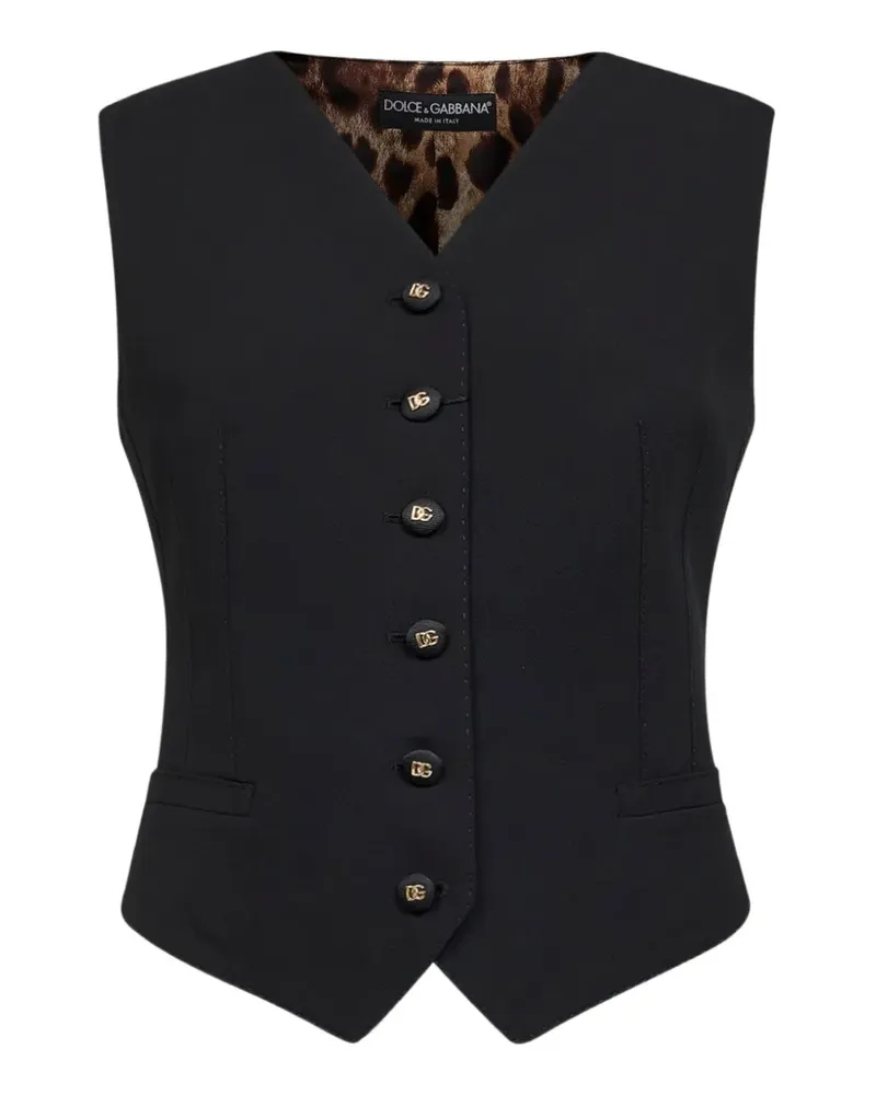 Dolce & Gabbana leopard-print V-neck waistcoat - Schwarz Schwarz