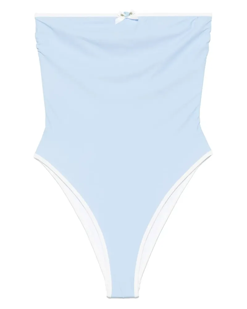 Rowen Rose Trägerloser Badeanzug - Blau Blau
