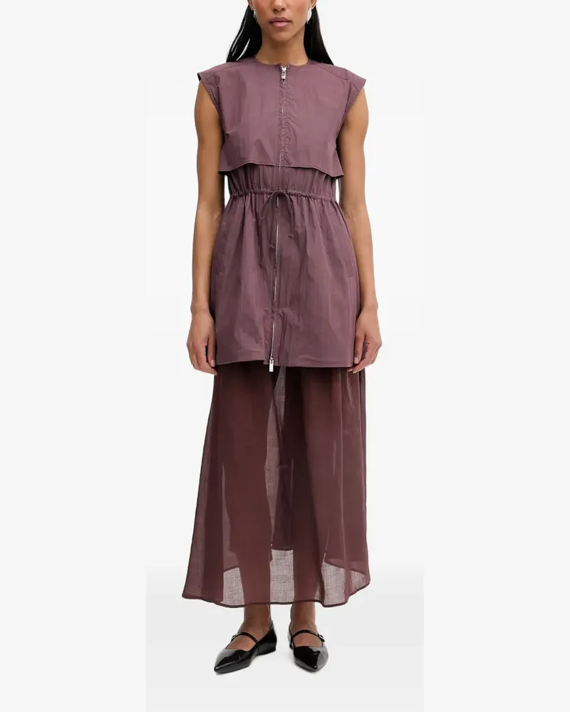 Isabelle Blanche Kleid im Layering-Look mit Kordelzug - Violett Violett