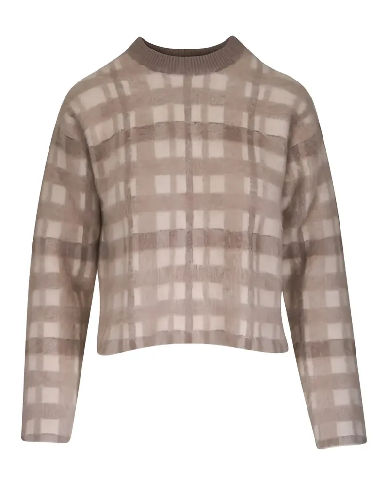 Lafayette148 check-pattern long-sleeve sweater - Nude Nude