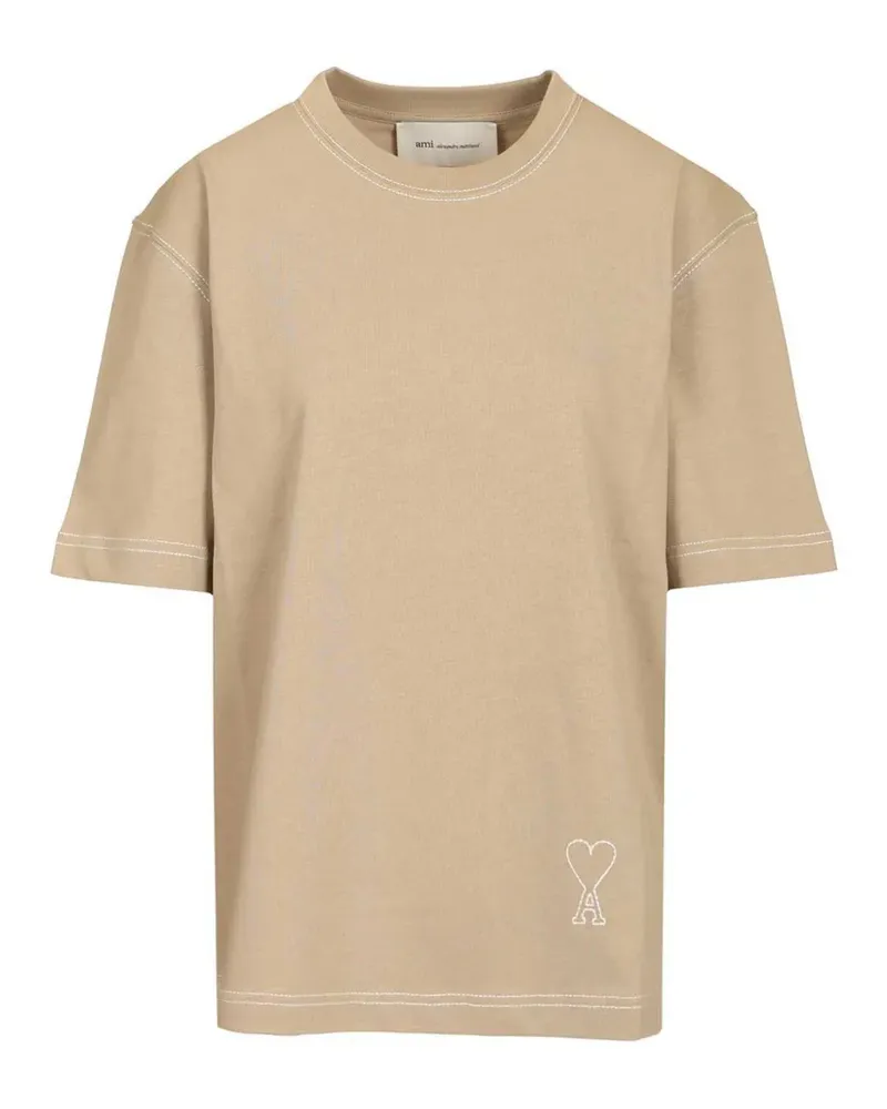 AMI Paris logo-detail T-shirt - Nude Nude