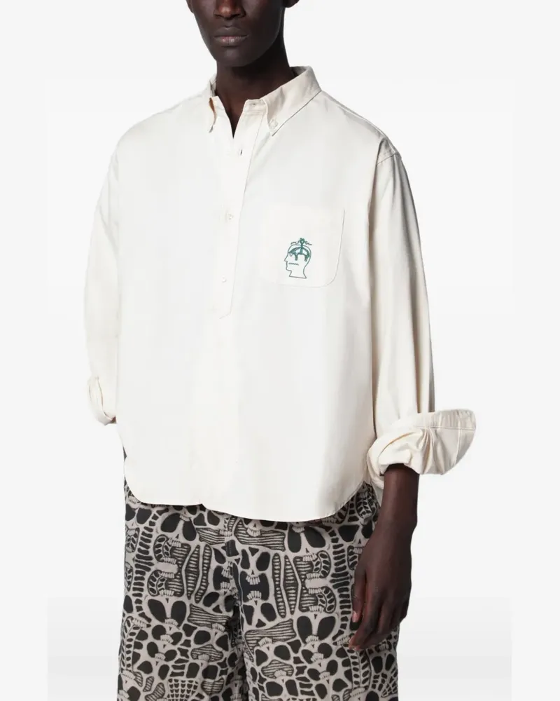 Brain Dead logo-embroidered button-down shirt - Nude Nude