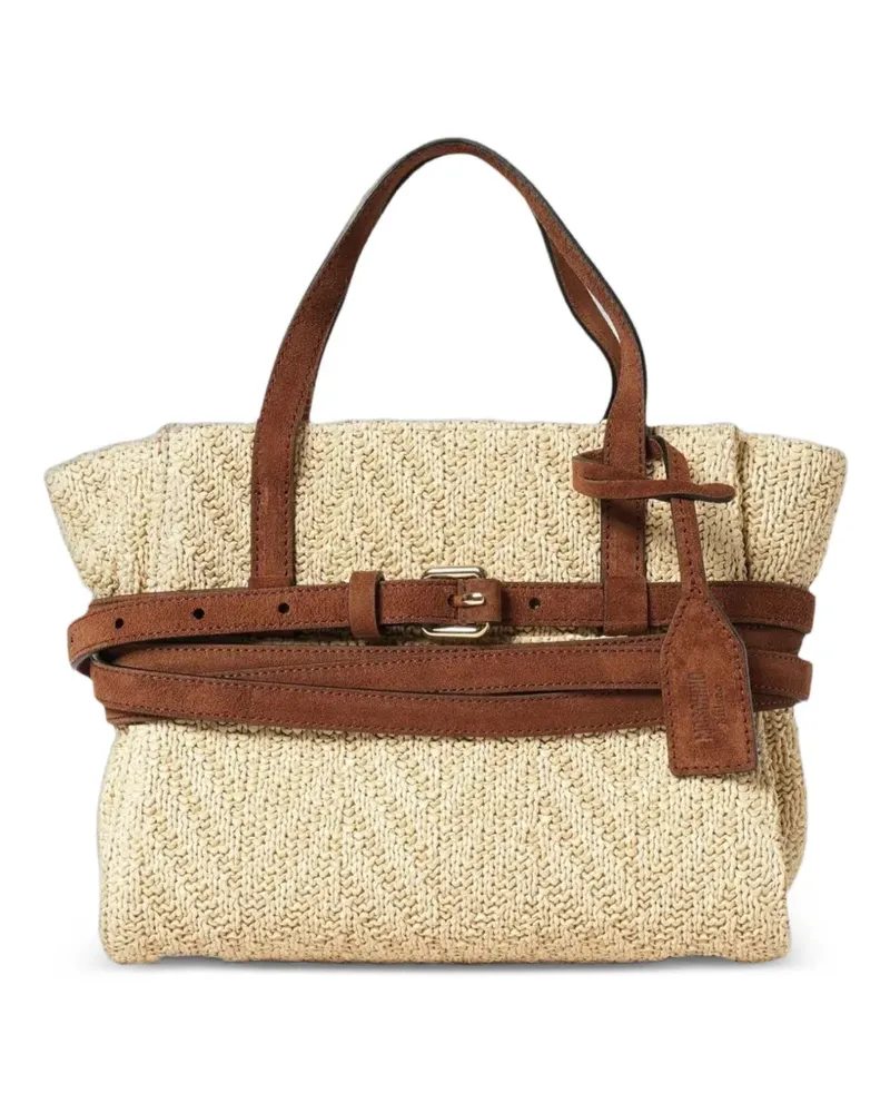 Moschino Gewebte Schultertasche mit Schnalle - Nude Nude