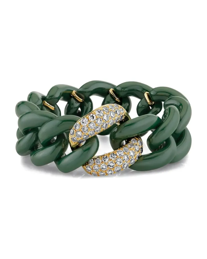 SHAY Mittelgroßer 18kt Link Gelbgoldring mit Diamanten Gold