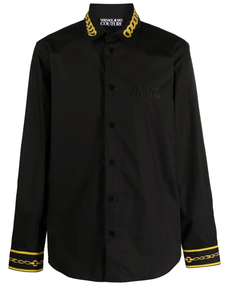 Versace Jeans Hemd mit Chain Couture-Print - Schwarz Schwarz