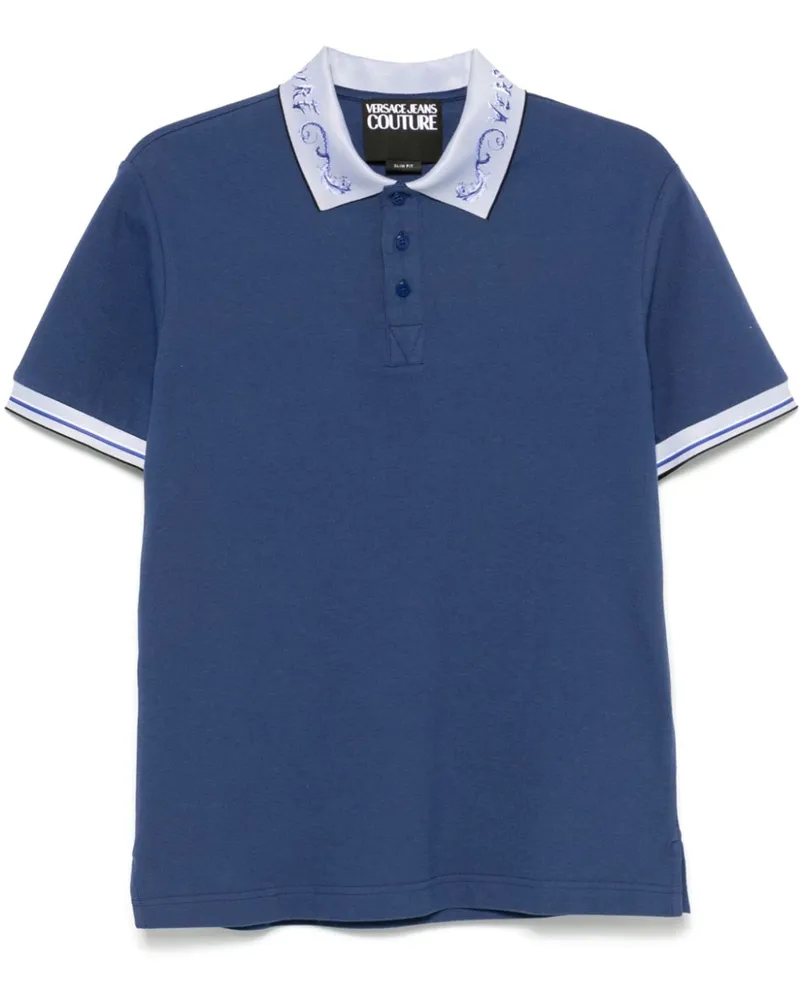Versace Jeans Poloshirt mit Logo-Kragen - Blau Blau
