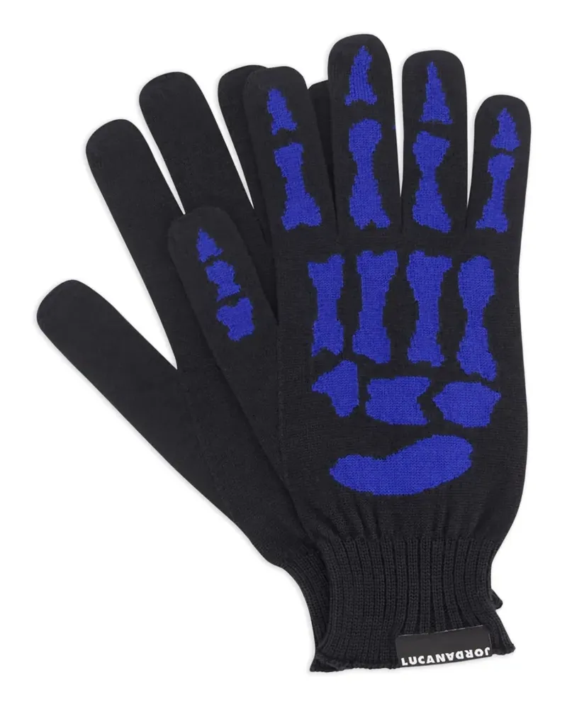 JORDANLUCA Handschuhe mit Skelett-Print - Schwarz Schwarz