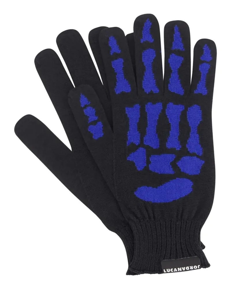 JORDANLUCA Handschuhe mit Skelett-Print - Schwarz Schwarz