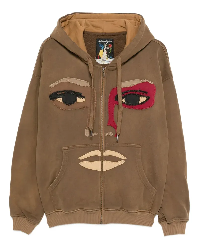 KidSuper Hoodie mit Gesicht-Applikation - Braun Braun