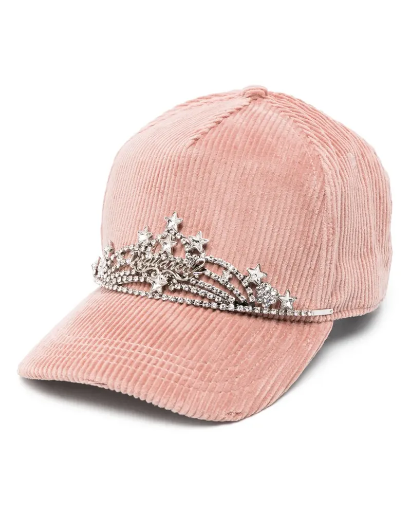 Dsquared2 Baseballkappe aus Cord mit Krone - Rosa Rosa