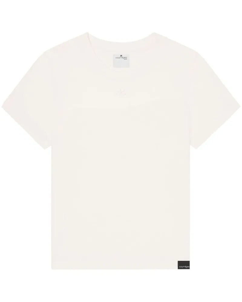 Courrèges T-Shirt mit Logo-Stickerei Weiß