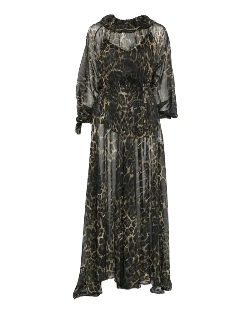 Just Cavalli leopard-print ruffled maxi dress - Schwarz Schwarz