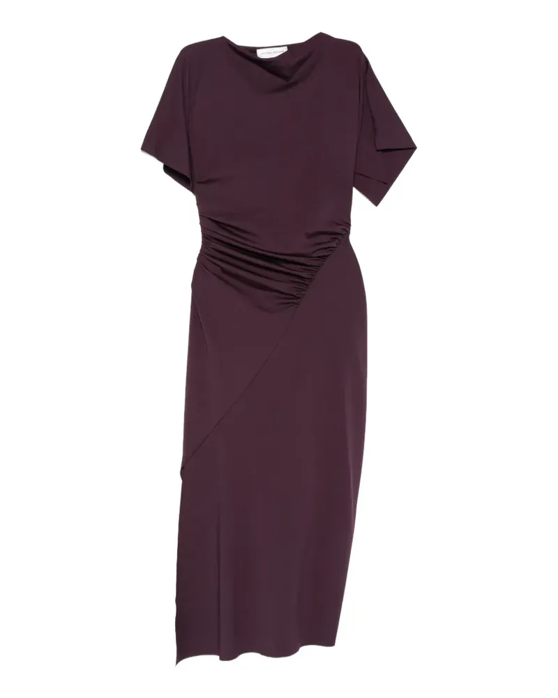 Victoria Beckham ruched short-sleeve midi dress - Violett Violett