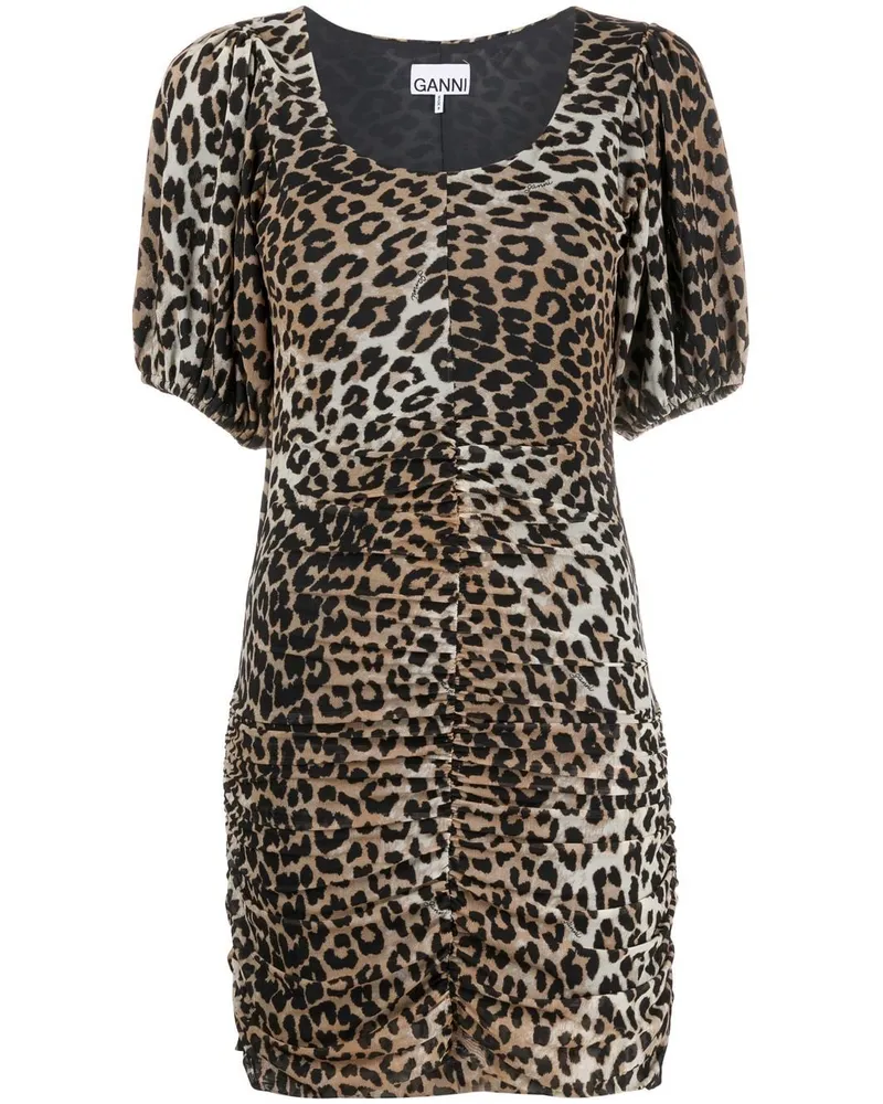Ganni Kleid mit Leoparden-Print - Braun Braun