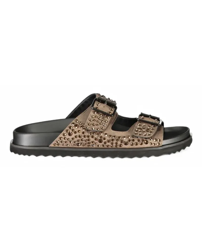 Laura Biagiotti crystal-embellished buckled sandals - Nude Nude