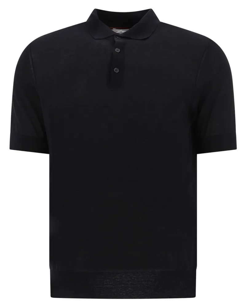 Brunello Cucinelli Poloshirt aus Baumwoll-Pikee - Schwarz Schwarz