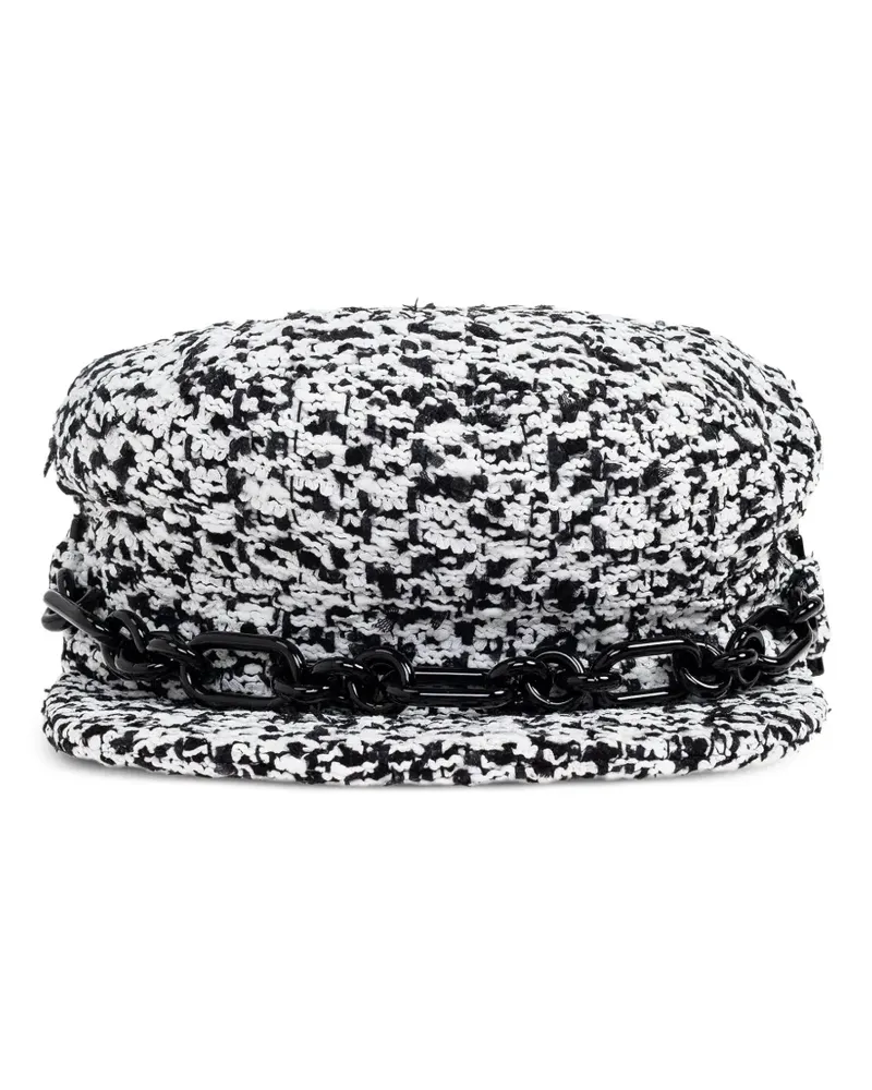 Balmain Tweed-Baskenmütze mit Kettendetail - Grau Grau
