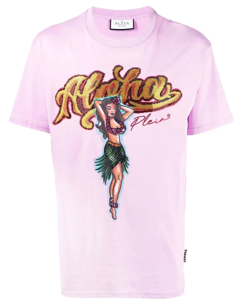 Philipp Plein T-Shirt mit Kristallen - Violett Violett