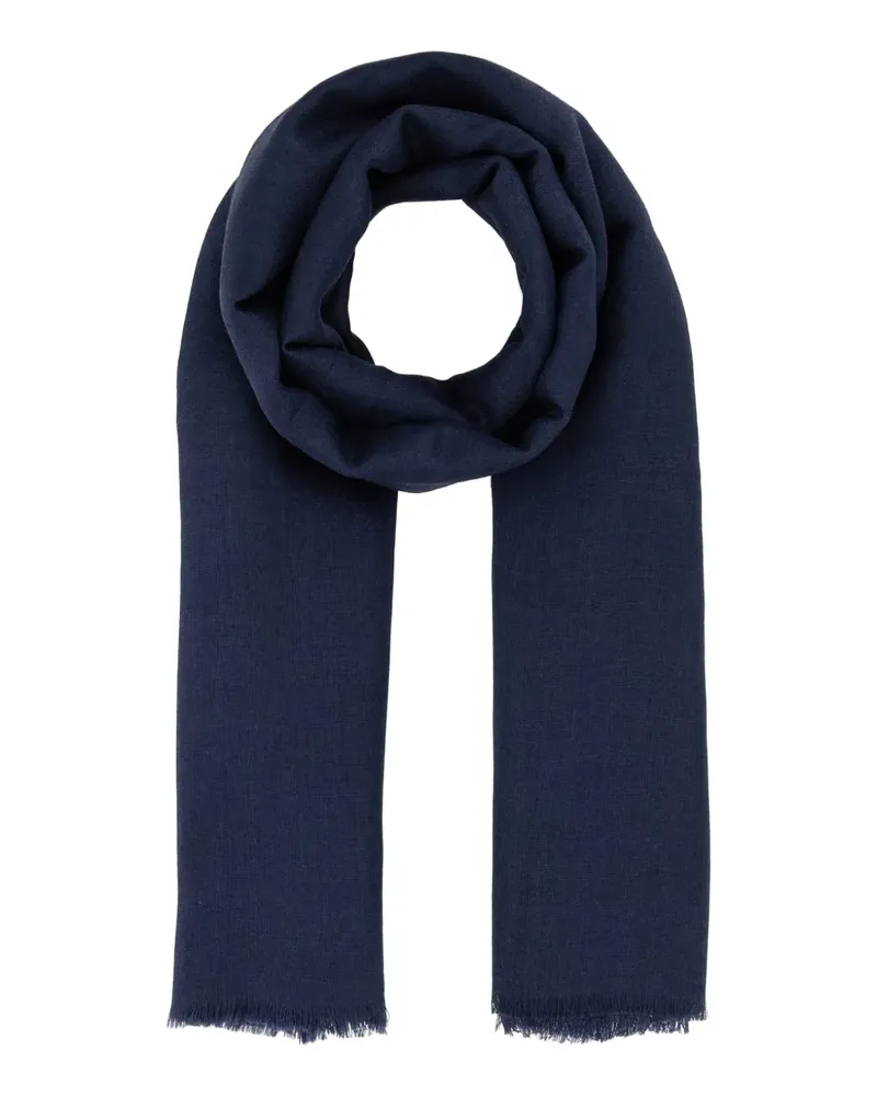 Max Mara Leinenschal mit Fransen - Blau Blau