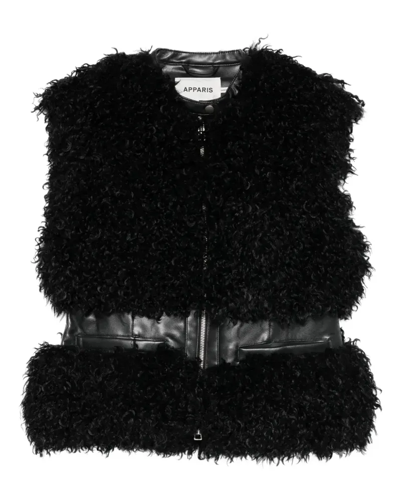 APPARIS faux-fur sleeveless jacket - Schwarz Schwarz