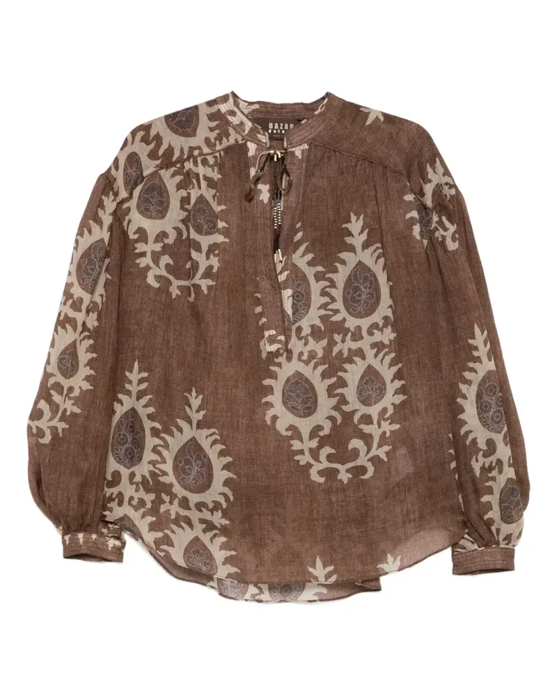 Bazar Deluxe Bluse mit Blumen-Print - Braun Braun