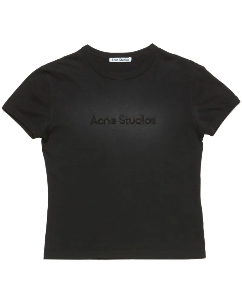 Acne Studios T-Shirt mit Logo-Stickerei - Schwarz Schwarz