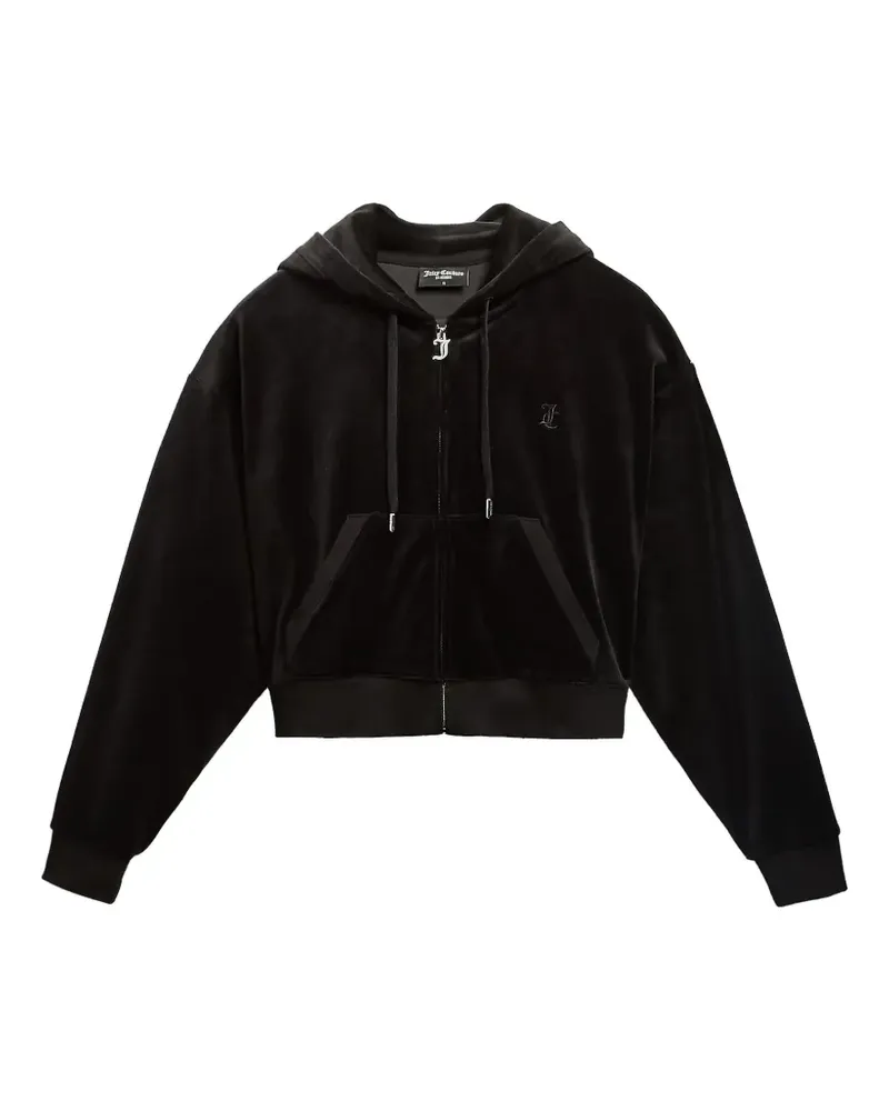 Juicy Couture Cropped-Hoodie aus Velours - Schwarz Schwarz