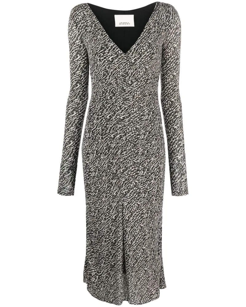 Isabel Marant Midikleid mit abstraktem Muster - Schwarz Schwarz