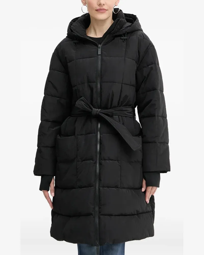 Armani Exchange Kapuzenmantel mit Gürtel - Schwarz Schwarz
