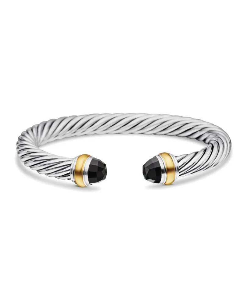 David Yurman 14kt Classic Cable Gelbgold- und Sterlingsilberarmband 7mm Silber