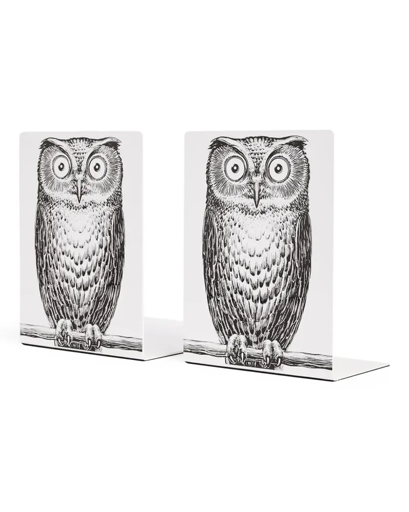Fornasetti Buchstützen mit Eulenmotiv - Schwarz Schwarz