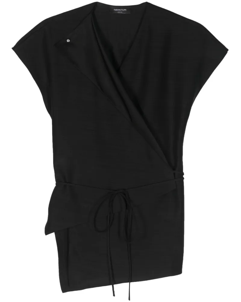 Fabiana Filippi Asymmetrische Wickelbluse - Schwarz Schwarz