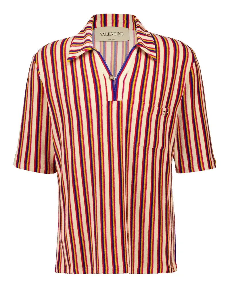 Valentino Garavani striped V-neck polo shirt - Orange Orange