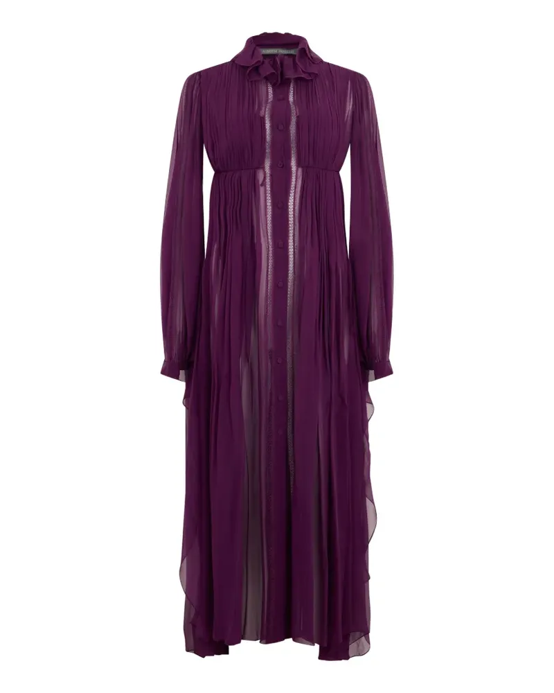 Alberta Ferretti Gerüschtes Maxikleid mit Falten - Violett Violett