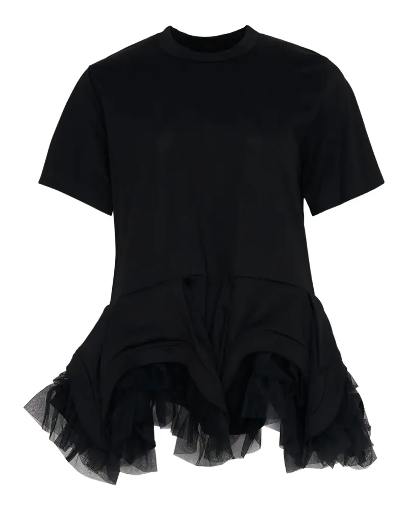 Noir Kei Ninomiya T-Shirt mit Schößchen - Schwarz Schwarz
