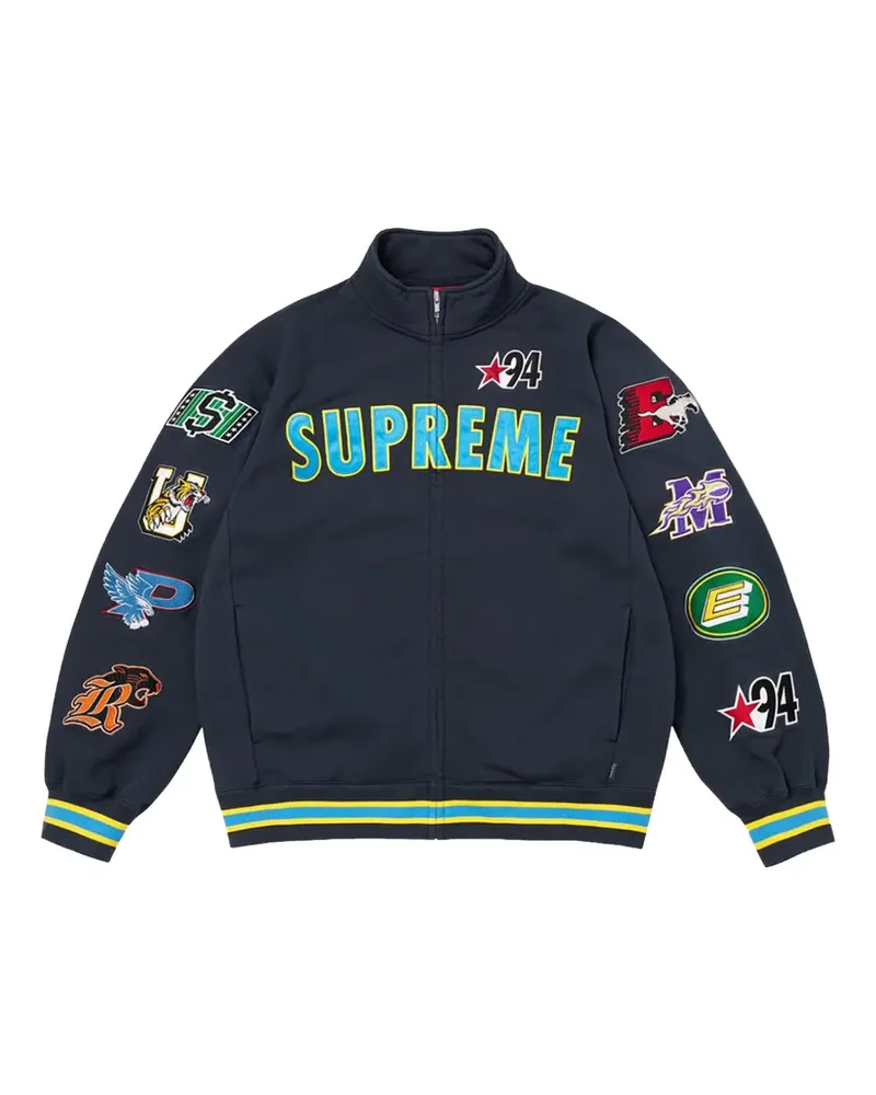 Supreme Being logo-patch zip-up sweatshirt - Blau Blau