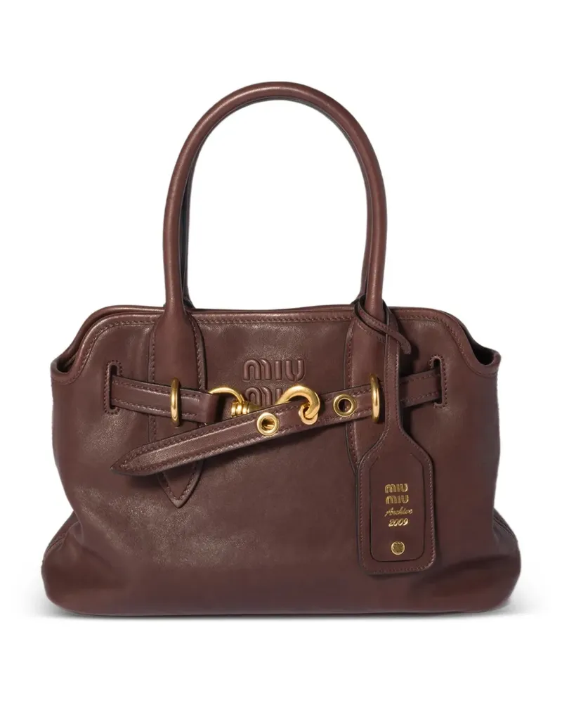 Miu Miu Aventure leather tote bag - Braun Braun