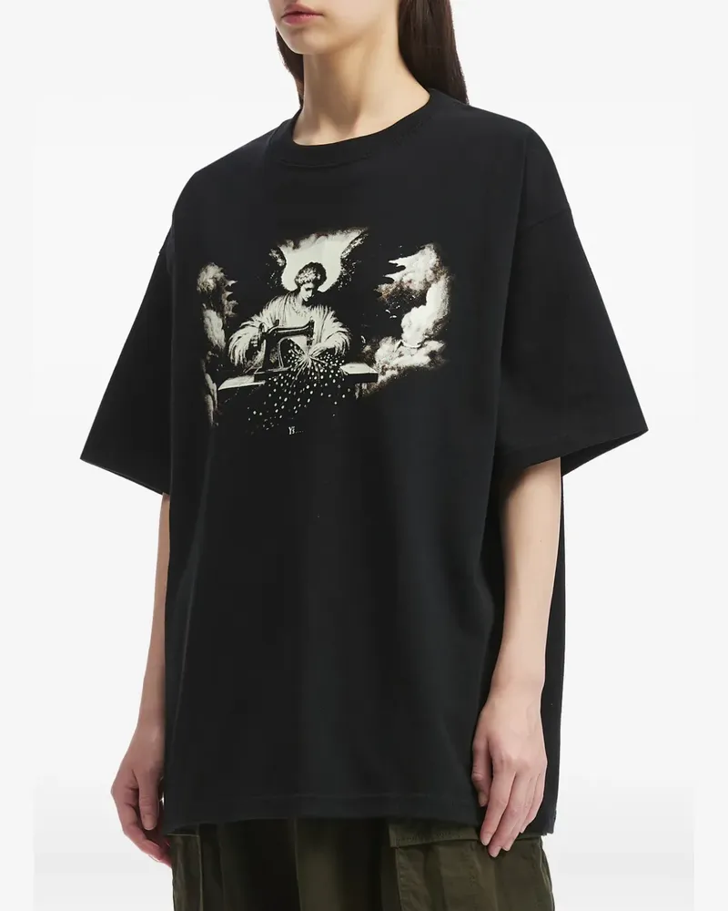 Yohji Yamamoto T-Shirt mit grafischem Print - Schwarz Schwarz