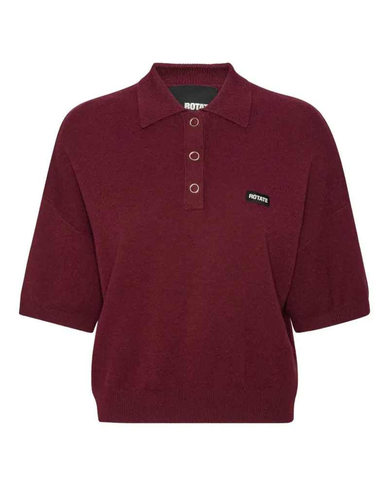 ROTATE Birger Christensen Poloshirt mit Logo-Patch Rot