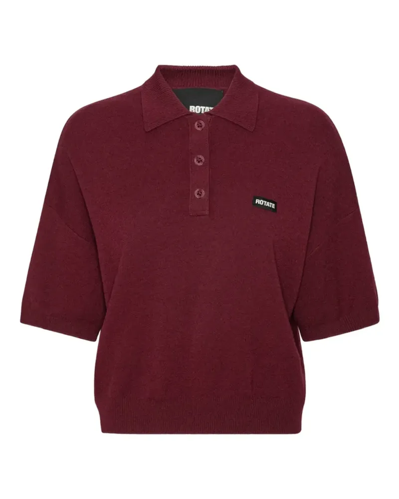 ROTATE Birger Christensen Poloshirt mit Logo-Patch Rot