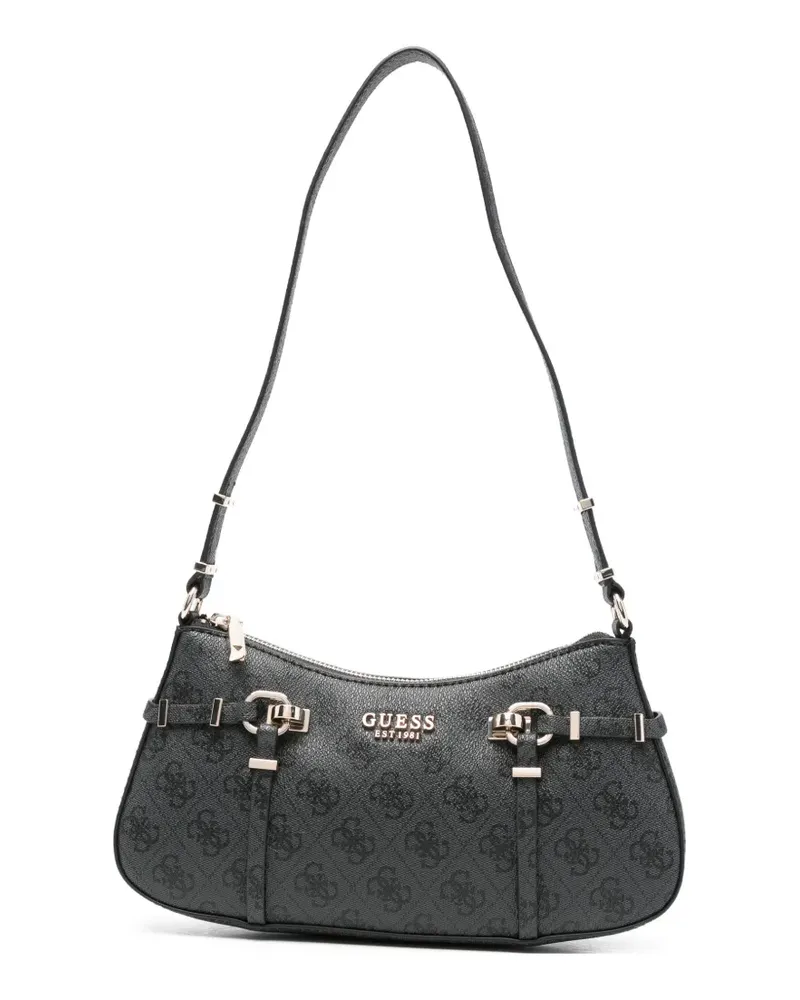 Guess Schultertasche mit Monogrammmuster - Schwarz Schwarz