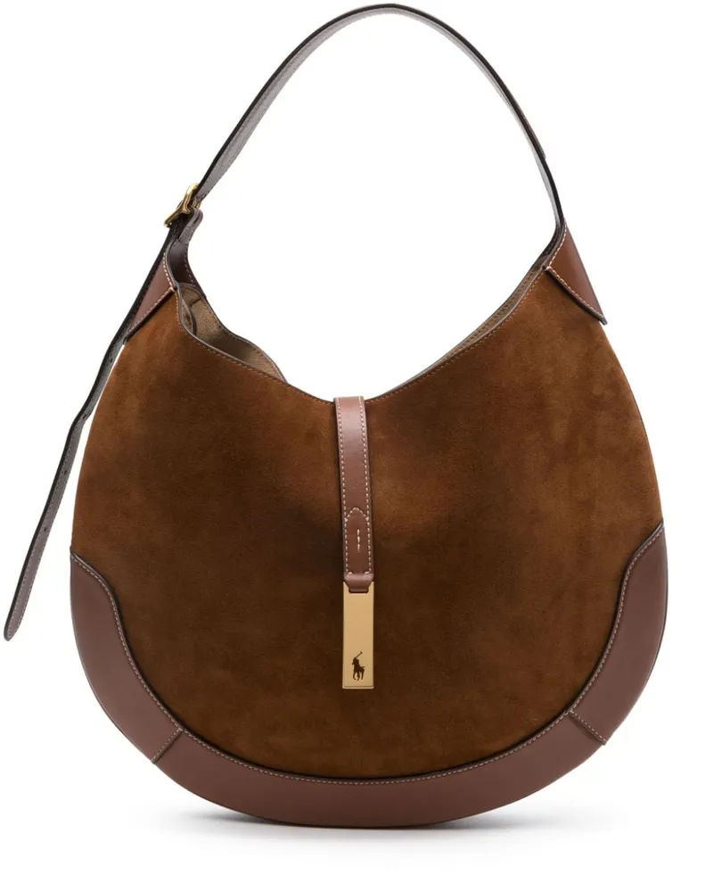 Ralph Lauren Große Polo ID Schultertasche - Braun Braun