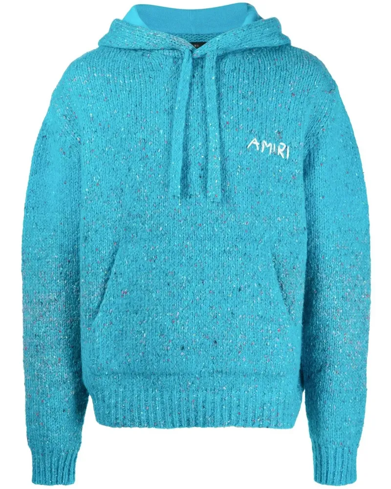 Amiri Gestrickter Hoodie mit Logo-Stickerei - Blau Blau