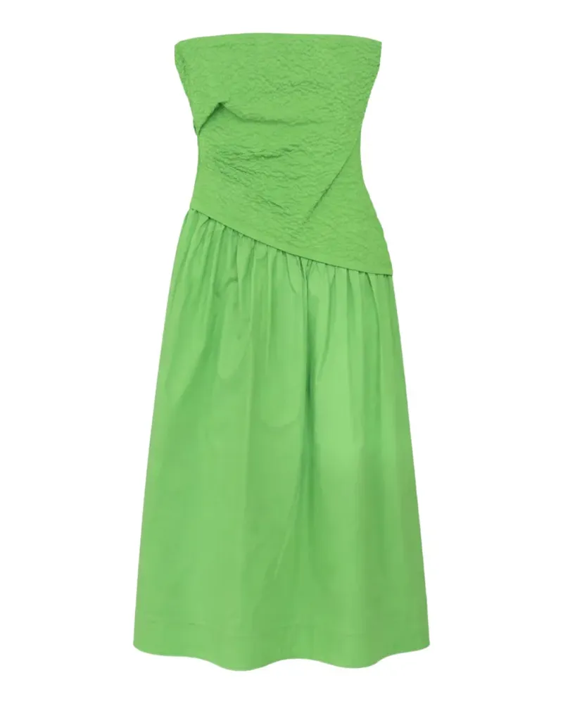 STAUD Schulterfreies Nia Midikleid - Grün Grün