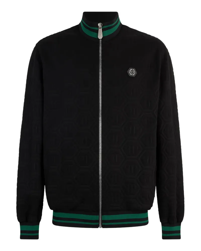 Philipp Plein Sweatshirtjacke mit Jacquard-Monogramm - Schwarz Schwarz