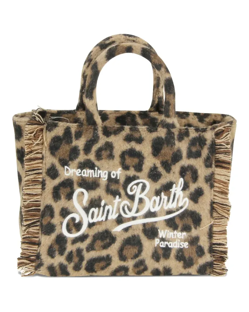 MC2 Saint Barth mini Vanity leopard-print fringe tote bag - Braun Braun