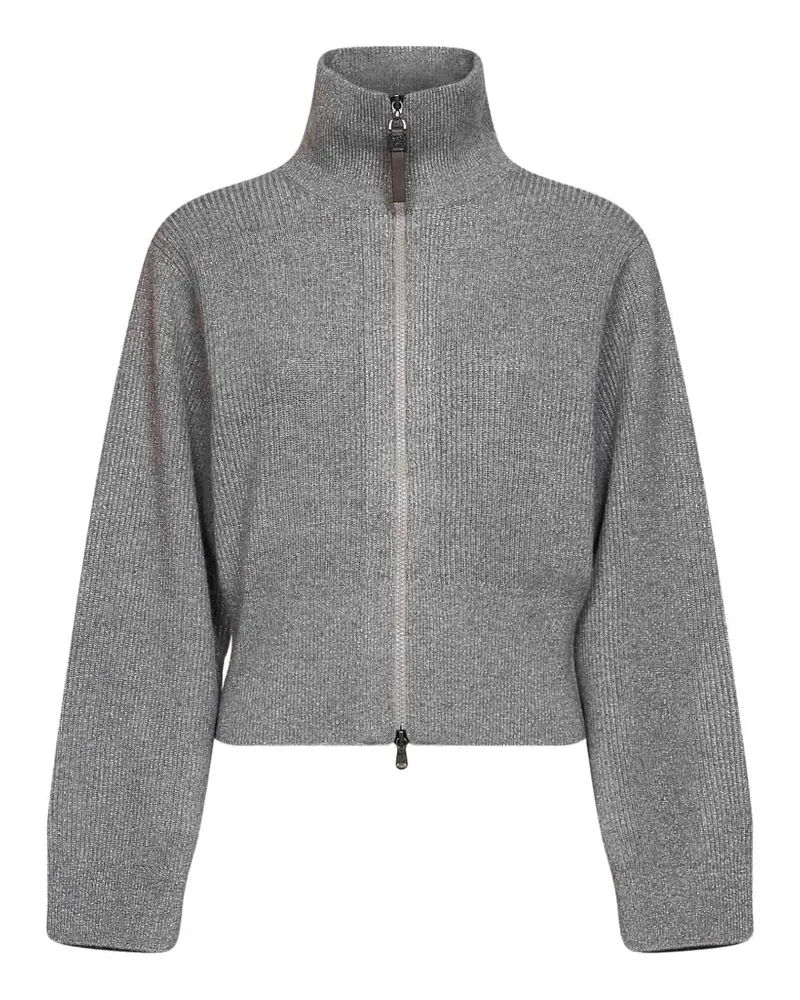 Brunello Cucinelli Gerippter Cardigan mit Reißverschluss - Grau Grau