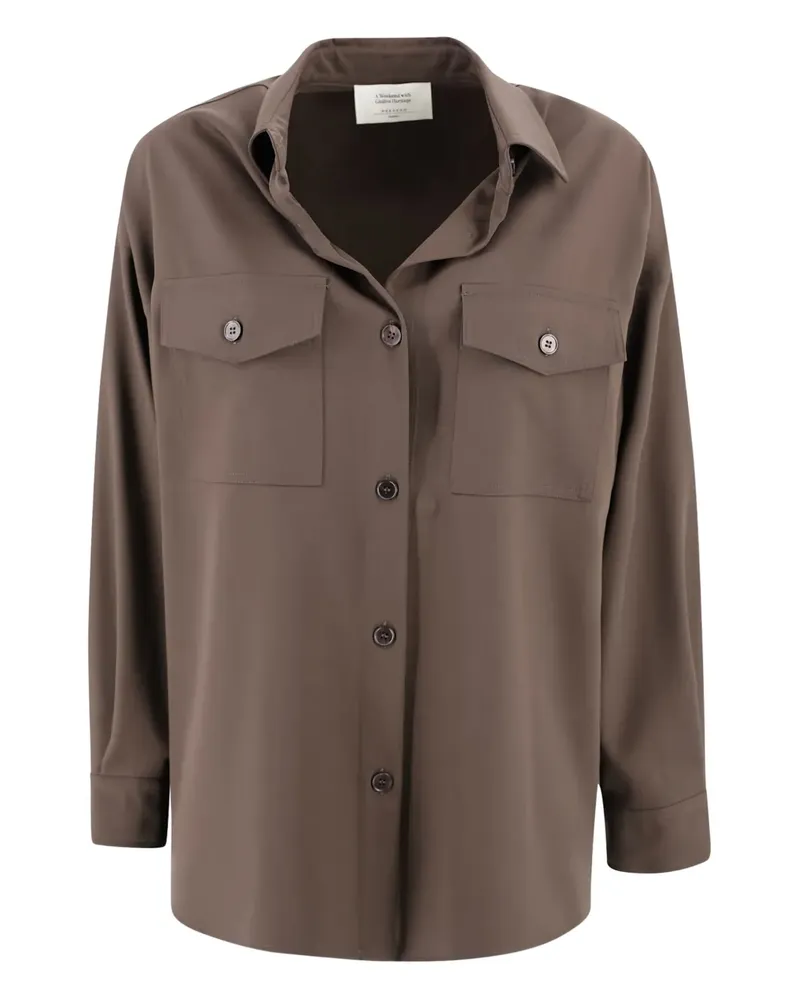 Max Mara double-pocket virgin-wool shirt - Braun Braun